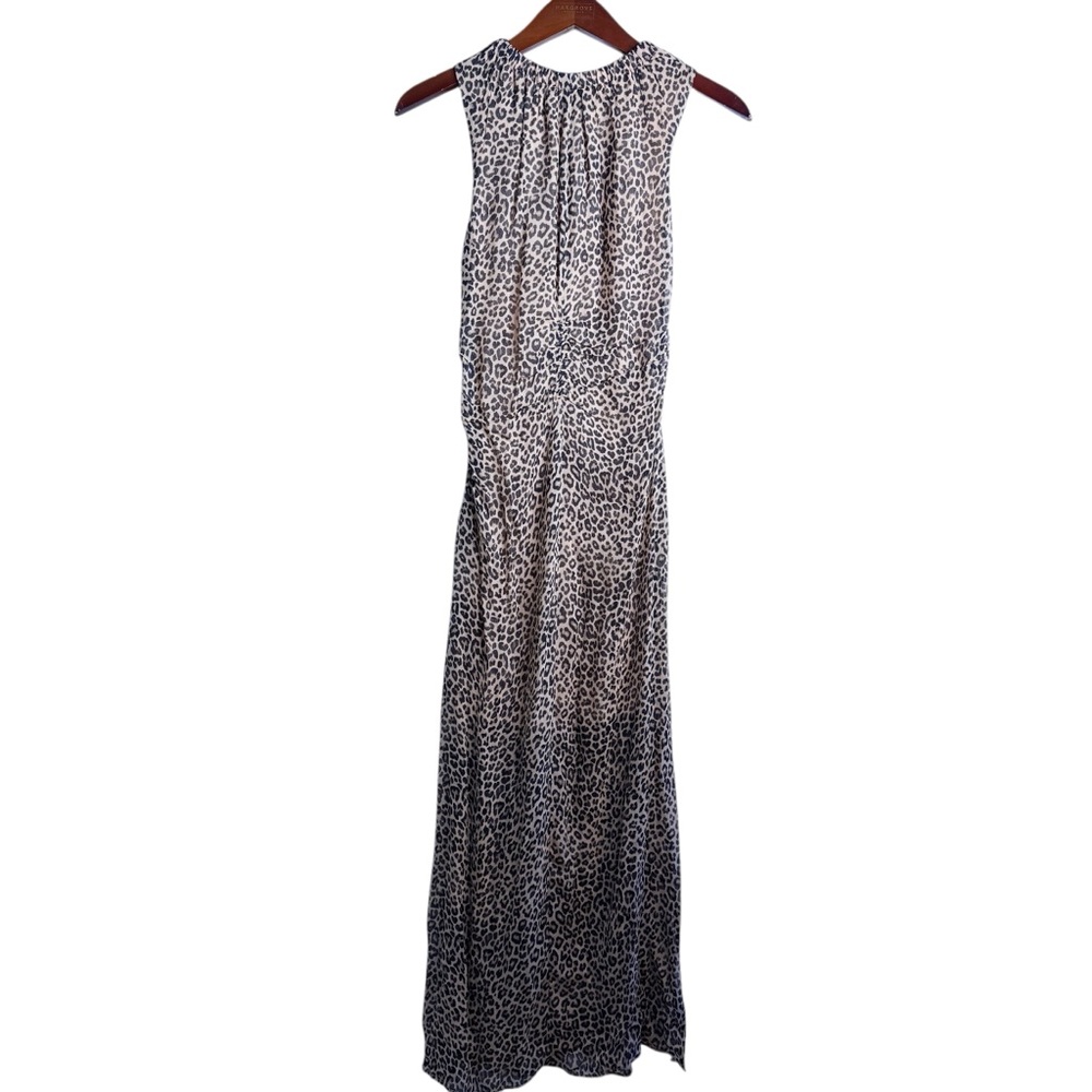 J. CREW NWT Gathered Sheath Maxi Dress in Leopard Chiffon Size 4 - Picture 10 of 15